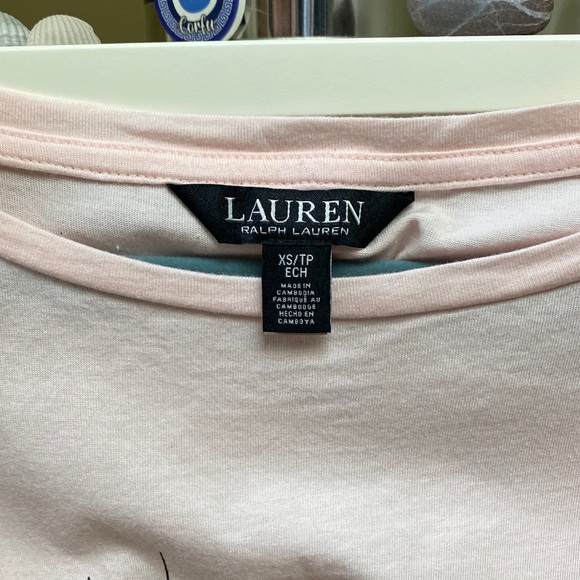 Lauren Ralph Lauren Light Pink Graphic Tee - Paris Coffee Scene. XS. LIKE NEW! - Picture 2 of 6